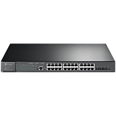 JetStream 24-Port Gigabit and 4-Port 10GE SFP+ L2+ Managed Switch with 24-Port PoE+PORT: 24Г— Gigabit PoE+ Ports, 4Г— 10G SFP+ Slots, RJ45/Micro-USB Console PortSPEC: 802.3at/af, 384 W PoE Power, 1U 19-inch Rack-mountable Steel Case