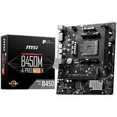 MSI Main Board Desktop B450M-A PRO MAX II, mATX, AMD Ryzen 5000, Socket AM4, 2xDDR4, 1xHDMI, 1xPCI-Ex16, 1xM.2, 2 x USB3.2 Gen 1, 4 x USB2.0, 4xSATA, 7.1 Audio, 2.5G LAN, 3Y MSI Main Board Desktop B450M-A PRO MAX II, mATX, AMD Ryzen 5000, Socket AM4, 2xDDR4, 1xHDMI, 1xPCI-Ex16, 1xM.2, 2 x USB3.2 Gen 1, 4 x USB2.0, 4xSATA, 7.1 Audio, 2.5G LAN, 3Y