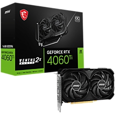 MSI Video Card Nvidia GeForce RTX 4060 Ti VENTUS 2X BLACK 16G OC (16GB GDDR6/128bit, PCI Express Gen 4 x16, 3xDP, 1xHDMI, Recommended PSU 550W