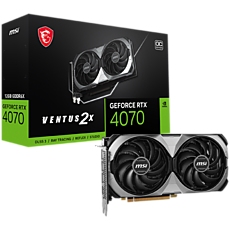 MSI Video Card Nvidia GeForce RTX 4070 VENTUS 2X E 12G OC, 12GB GDDR6X, 192bit, Effective Memory Clock: 21000MHz, Boost: 2505 MHz, 5888 CUDA Cores, PCIe 4.0, 3x DP 1.4a, HDMI 2.1a, RAY TRACING, Dual Fan, 1x8pin, 650W Recommended PSU, 3Y MSI Video Card Nvidia GeForce RTX 4070 VENTUS 2X E 12G OC, 12GB GDDR6X, 192bit, Effective Memory Clock: 21000MHz, Boost: 2505 MHz, 5888 CUDA Cores, PCIe 4.0, 3x DP 1.4a, HDMI 2.1a, RAY TRACING, Dual Fan, 1x8pin, 650W Recommended PSU, 3Y