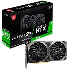 MSI Video Card Nvidia GeForce RTX 3060 VENTUS 2X 8G OC, 8GB GDDR6, 128-bit, 15 Gbps Effective Memory Clock, 1807 MHz Boost, 3584 CUDA Cores, PCIe 4.0, 3x DisplayPort 1.4a, HDMI 2.1, RAY TRACING, Dual Fan, 550W Recommended PSU, Metal Backplate, 3Y MSI Video Card Nvidia GeForce RTX 3060 VENTUS 2X 8G OC, 8GB GDDR6, 128-bit, 15 Gbps Effective Memory Clock, 1807 MHz Boost, 3584 CUDA Cores, PCIe 4.0, 3x DisplayPort 1.4a, HDMI 2.1, RAY TRACING, Dual Fan, 550W Recommended PSU, Metal Backplate, 3Y