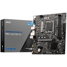 MSI PRO H610M-G, mATX, LGA1700, Dual Channel DDR5 5600+MHz, 1x PCIe x16 slot, 1x M.2 slot, 1x HDMI, 1x VGA, 2x USB 3.2 Gen 1, 4x USB 2.0, 7.1 HD Audio, Realtek ALC897 Codec, 1G LAN, 3Y MSI PRO H610M-G, mATX, LGA1700, Dual Channel DDR5 5600+MHz, 1x PCIe x16 slot, 1x M.2 slot, 1x HDMI, 1x VGA, 2x USB 3.2 Gen 1, 4x USB 2.0, 7.1 HD Audio, Realtek ALC897 Codec, 1G LAN, 3Y