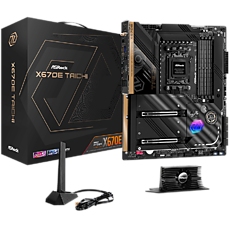 ASROCK MB Desktop X670E Taichi, AM5, 4x DDR5, 2x PCIe 5.0 x16, 8x SATA3, 3x Hyper M.2 (PCIe Gen4x4), 1x Blazing M.2(PCIe Gen5x4), 2x USB-C, 13x USB 3.2, 5.1 CH HD Audio, 1x HDMI, 2.5G LAN, Wi-Fi, BT, 1x SPDIF ASROCK MB Desktop X670E Taichi, AM5, 4x DDR5, 2x PCIe 5.0 x16, 8x SATA3, 3x Hyper M.2 (PCIe Gen4x4), 1x Blazing M.2(PCIe Gen5x4), 2x USB-C, 13x USB 3.2, 5.1 CH HD Audio, 1x HDMI, 2.5G LAN, Wi-Fi, BT, 1x SPDIF