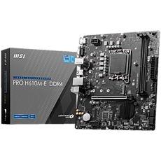 MSI PRO H610M-E, mATX, LGA 1700, Dual Channel DDR5 5600+MHz, 1x PCIe x16 slot, 1x M.2 slot, 1x HDMI, 1x VGA, 2x USB 3.2 Gen 1, 4x USB 2.0, 7.1 HD Audio, Realtek ALC897 Codec, 3Y MSI PRO H610M-E, mATX, LGA 1700, Dual Channel DDR5 5600+MHz, 1x PCIe x16 slot, 1x M.2 slot, 1x HDMI, 1x VGA, 2x USB 3.2 Gen 1, 4x USB 2.0, 7.1 HD Audio, Realtek ALC897 Codec, 3Y