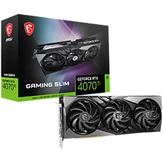 MSI Video Card Nvidia GeForce RTX 4070 TI GAMING SLIM 12G, 12GB GDDR6X, 192bit, Boost: 2610 MHz, 7680 CUDA Cores, PCIe 4.0, 3x DP 1.4a, HDMI 2.1a, RAY TRACING, Triple Fan, 1x 16pin, 700W Recommended PSU, 3Y MSI Video Card Nvidia GeForce RTX 4070 TI GAMING SLIM 12G, 12GB GDDR6X, 192bit, Boost: 2610 MHz, 7680 CUDA Cores, PCIe 4.0, 3x DP 1.4a, HDMI 2.1a, RAY TRACING, Triple Fan, 1x 16pin, 700W Recommended PSU, 3Y
