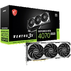 MSI Video Card Nvidia RTX 4070 SUPER 12G VENTUS 3X OC, 12GB GDDR6X, 192bit, 21Gbps Memory speed, Boost: 2505MHz, 7168 CUDA Cores, 3x DP 1.4a, HDMI 2.1a, RAY TRACING, Triple Fan, 1x 16pin, 650W Recommended PSU, 3Y MSI Video Card Nvidia RTX 4070 SUPER 12G VENTUS 3X OC, 12GB GDDR6X, 192bit, 21Gbps Memory speed, Boost: 2505MHz, 7168 CUDA Cores, 3x DP 1.4a, HDMI 2.1a, RAY TRACING, Triple Fan, 1x 16pin, 650W Recommended PSU, 3Y