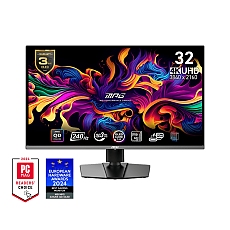 MSI MPG 321URX QD-OLED, 31.5", 240Hz, 0.03ms, UHD 3840x2160, Oled Care 2.0, Fanless Design w Graphene, ClearMR 13000, HDR True Black 400, AI VISION, 250 nits, 1500000:1, 100M;1, DP(1.4a), 2x HDMI(2.1), Type-C (DP alt. PD 90W), KVM, Adj.Stand 100mm, VESA MSI MPG 321URX QD-OLED, 31.5", 240Hz, 0.03ms, UHD 3840x2160, Oled Care 2.0, Fanless Design w Graphene, ClearMR 13000, HDR True Black 400, AI VISION, 250 nits, 1500000:1, 100M;1, DP(1.4a), 2x HDMI(2.1), Type-C (DP alt. PD 90W), KVM, Adj.Stand 100mm, VESA