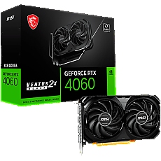 MSI Video Card Nvidia GeForce RTX 4060 VENTUS 2X BLACK 8G, 8GB GDDR6, 128bit, Boost: 2460 MHz, 3072 CUDA Cores, PCIe 4.0, 3x DP 1.4a, HDMI 2.1a, RAY TRACING, Dual Fan, 1x 8pin, 550W Recommended PSU, 3Y MSI Video Card Nvidia GeForce RTX 4060 VENTUS 2X BLACK 8G, 8GB GDDR6, 128bit, Boost: 2460 MHz, 3072 CUDA Cores, PCIe 4.0, 3x DP 1.4a, HDMI 2.1a, RAY TRACING, Dual Fan, 1x 8pin, 550W Recommended PSU, 3Y