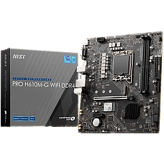 MSI PRO H610M-G WIFI DDR4, M-ATX, Socket 1700, Dual Channel 64GB 3200 MHz, 1x PCIe x16 slot, 1xPCIex1 slot, 1x HDMI, 1x DP, 1xM.2 slot, 4x USB 3.2 1.5Gbps, 6xUSB 2.0, 7.1 HD Audio, 1Gbps LAN, WI-FI 6E, BT, 3Y MSI PRO H610M-G WIFI DDR4, M-ATX, Socket 1700, Dual Channel 64GB 3200 MHz, 1x PCIe x16 slot, 1xPCIex1 slot, 1x HDMI, 1x DP, 1xM.2 slot, 4x USB 3.2 1.5Gbps, 6xUSB 2.0, 7.1 HD Audio, 1Gbps LAN, WI-FI 6E, BT, 3Y