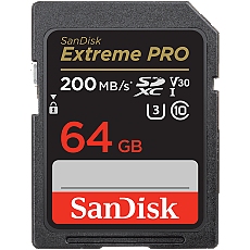 SanDisk Extreme PRO 64GB SDXC Memory Card + 2 years RescuePRO Deluxe up to 200MB/s & 90MB/s Read/Write speeds, UHS-I, Class 10, U3, V30
