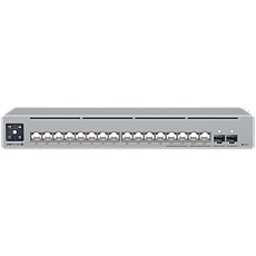 Ubiquiti 16-port, Layer 3 Etherlighting switch with 2.5 GbE, PoE++ output, and versatile mounting options, 4x 2.5 GbE PoE++ ports, 12x GbE PoE+ ports, 2x 10G SFP+ ports, 180W total PoE availability