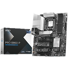 MSI PRO B860-P, ATX, LGA 1851, 4x DDR5 Dual Channel DDR5 up to 8600(OC)MHz, 4x PCIe x16 slot, 3x M.2 slot, 4x USB 2.0, 2x USB 5Gbps, 2x USB 10Gbps, 1x USB 40Gbps Type-C, HDMI, DP, 7.1 HD Audio, 5G LAN, 3Y MSI PRO B860-P, ATX, LGA 1851, 4x DDR5 Dual Channel DDR5 up to 8600(OC)MHz, 4x PCIe x16 slot, 3x M.2 slot, 4x USB 2.0, 2x USB 5Gbps, 2x USB 10Gbps, 1x USB 40Gbps Type-C, HDMI, DP, 7.1 HD Audio, 5G LAN, 3Y