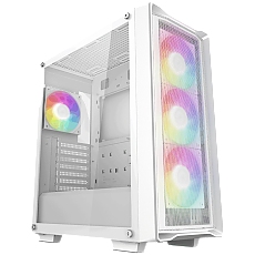 DeepCool CC560 MESH WH V2, Mid Tower, Mini-ITX/Micro-ATX/ATX, 2xUSB3.0, 1xAudio, 4x120mm Pre-Installed ARGB Fans, Tempered Glass, Mesh Panel, White, R-CC560-WHAMA4-G-2