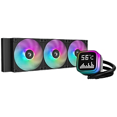 DeepCool LP360, 360mm CPU Liquid Cooler, 3x120mm ARGB PWM Fans, Dot-matrix Screen, Anti-Leak Technology, Black, LGA1851/1700/1200/1151/1150/1155, AMD AM5/AM4, 5Y, R-LP360-BKMSNC-G-1