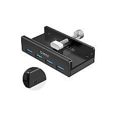 Orico хъб USB 3.0 HUB Clip Type 4 port - aux Micro-USB power input, Black - MH4PU-P-BK