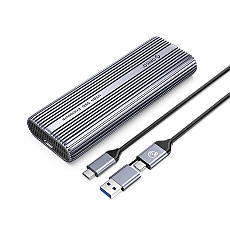 Orico външна кутия за диск Storage - Case - M.2 NVMe M key - USB-C/A, 40Gbps, Built-in Air Cooling, Aluminium - ACOM2-U4-GY