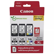 Canon PG-545XLx2/CL-546XL PVP + Canon Plus Glossy II PP-201, 10x15 cm, 100 sheets
