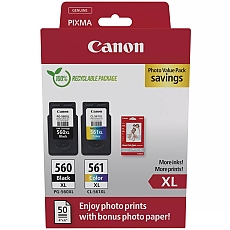Canon PG-560XL / CL-561XL PVP + Canon Plus Glossy II PP-201, 10x15 cm, 100 sheets