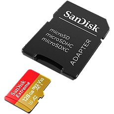 SanDisk Extreme microSDXC 128GB for Action Cams and Drones + SD Adapter + 1 year RescuePRO Deluxe up to 190MB/s & 90MB/s Read/Write speeds A2 C10 V30 UHS-I U3