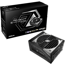 Asrock TC-1300T, 1300W, 80 Plus Titanium, Fully Modular PSU, Japanese Capacitors, 2x EPS 12V CPU(4+4pin), 2x PCIe5.1 (12+4pin), 8x PCIe (6+2pin), 3x 4-pin connectors, 9x SATA, OCP, SCP, OVP, UVP, OTP, OPP protections, 135 mm Axial Fan, ATX 3.1