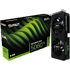 PALIT GeForce RTX 5060 Ti Dual 8GB GDDR7 128 bit, 1x HDMI 2.1b, 3x DP 2.1b, 2 Fan, 1x 8-pin pwr connector, 600W, 262.1 x 126.3 x 40.1 mm, NE7506T019P1-GB2062D