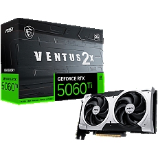 MSI Video Card NVIDIA GeForce RTX 5060 Ti 8G VENTUS 2X OC PLUS, 8GB GDDR7, 128-bit, 2617 MHz Boost, 4608 CUDA Cores, PCIe 5.0 (x8), 3x DP 2.1b, HDMI 2.1b, RAY TRACING, Dual Fan, 180W TDP, 8-pin PCIe Power, G-SYNC, 2-Slot, 3Y