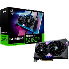 MSI Video Card NVIDIA GeForce RTX 5060 Ti 16G GAMING OC, 16GB GDDR7, 128-bit, 2662 MHz Boost, 4608 CUDA Cores, PCIe 5.0 (x8), 3x DP 2.1b, HDMI 2.1b, RAY TRACING, Dual Fan, 180W TDP, 16-pin PCIe 5.0 (12V-2x6), RGB Lighting, G-SYNC, 2.5-Slot, 3Y