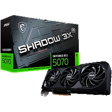 MSI Video Card Nvidia GeForce RTX 5070 12G SHADOW 3X OC, 12GB GDDR7, 192bit, Effective Memory Clock: 28000MHz, Boost: 2542 MHz, 6144 CUDA Cores, PCIe 5.0, 3x DP 2.1b, HDMI 2.1b, RAY TRACING, Triple Fan, 1x16pin, 650W Recommended PSU, 3Y