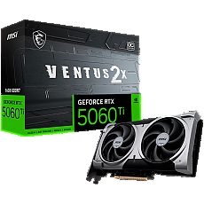 MSI Video Card NVIDIA GeForce RTX 5060 Ti 16G VENTUS 2X OC PLUS, 16GB GDDR7, 128-bit, 2602 MHz Boost, 4608 CUDA Cores, PCIe 5.0 (x8), 3x DP 2.1b, HDMI 2.1b, RAY TRACING, Dual Fan, 180W TDP, 8-pin PCIe Power, G-SYNC, 2-Slot, 3Y