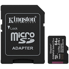 Kingston 64GB microSDXC Canvas Select Plus Gen3 100MB/s A1 Card + Adapter